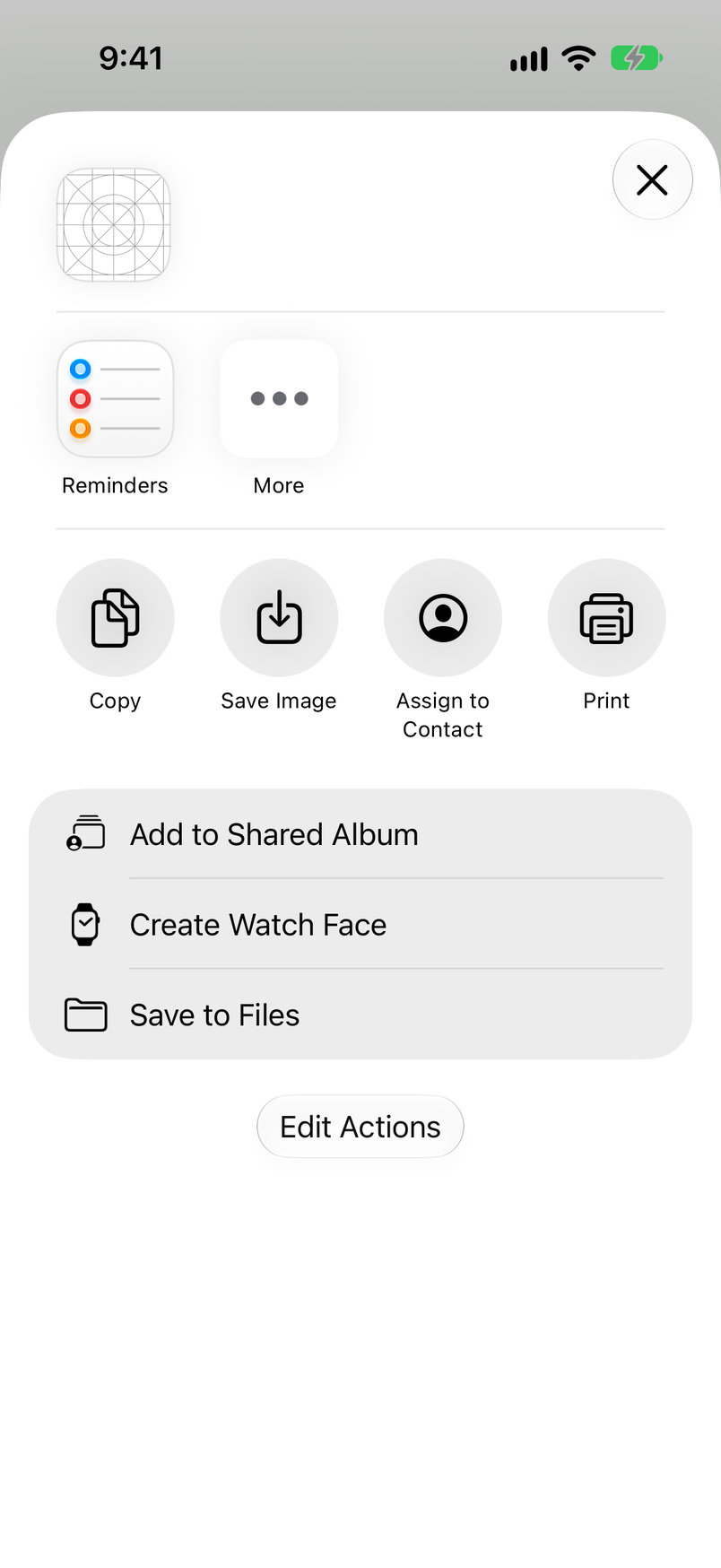 The share sheet
