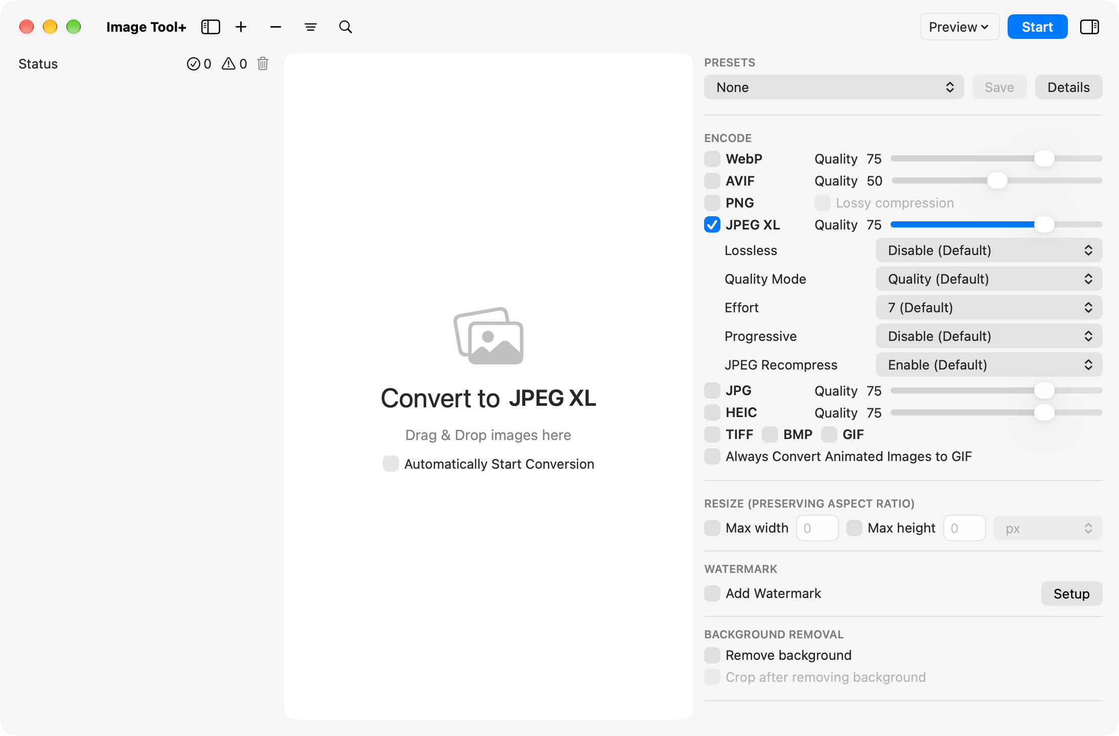JPEG XL settings