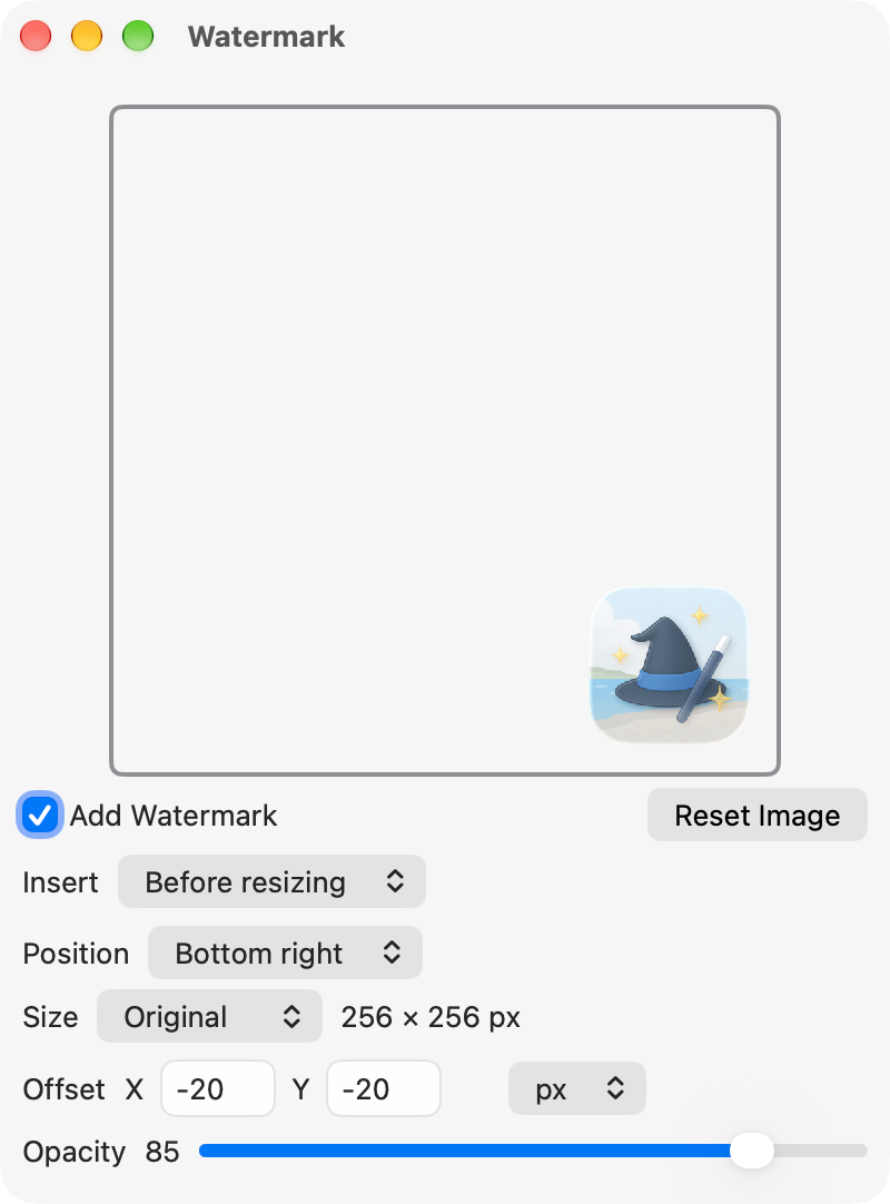 Watermark window