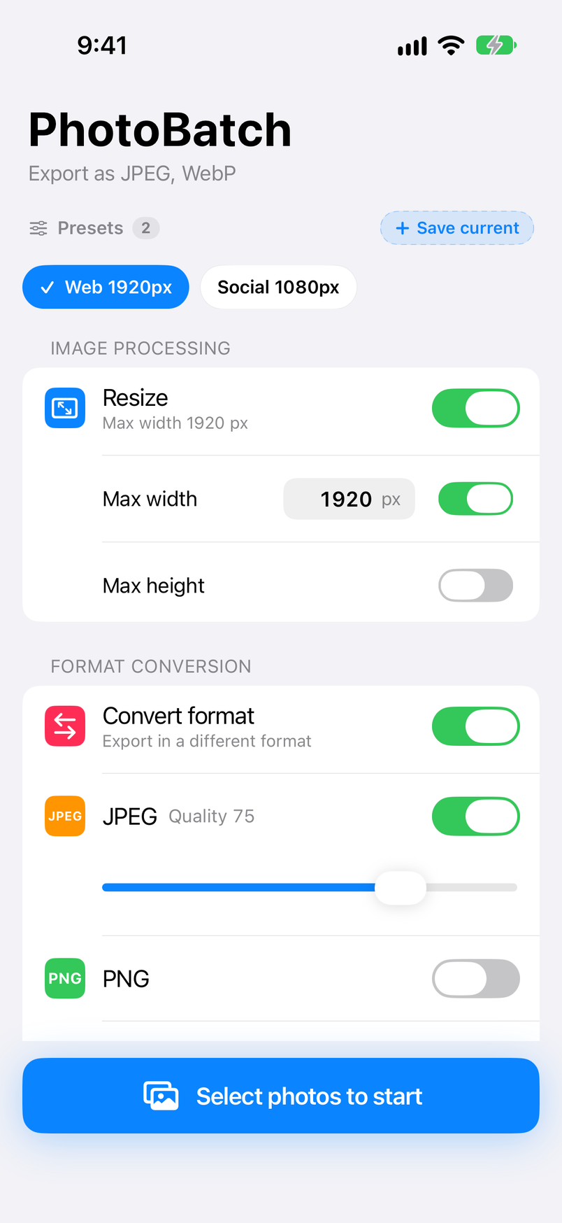Top of the Home screen