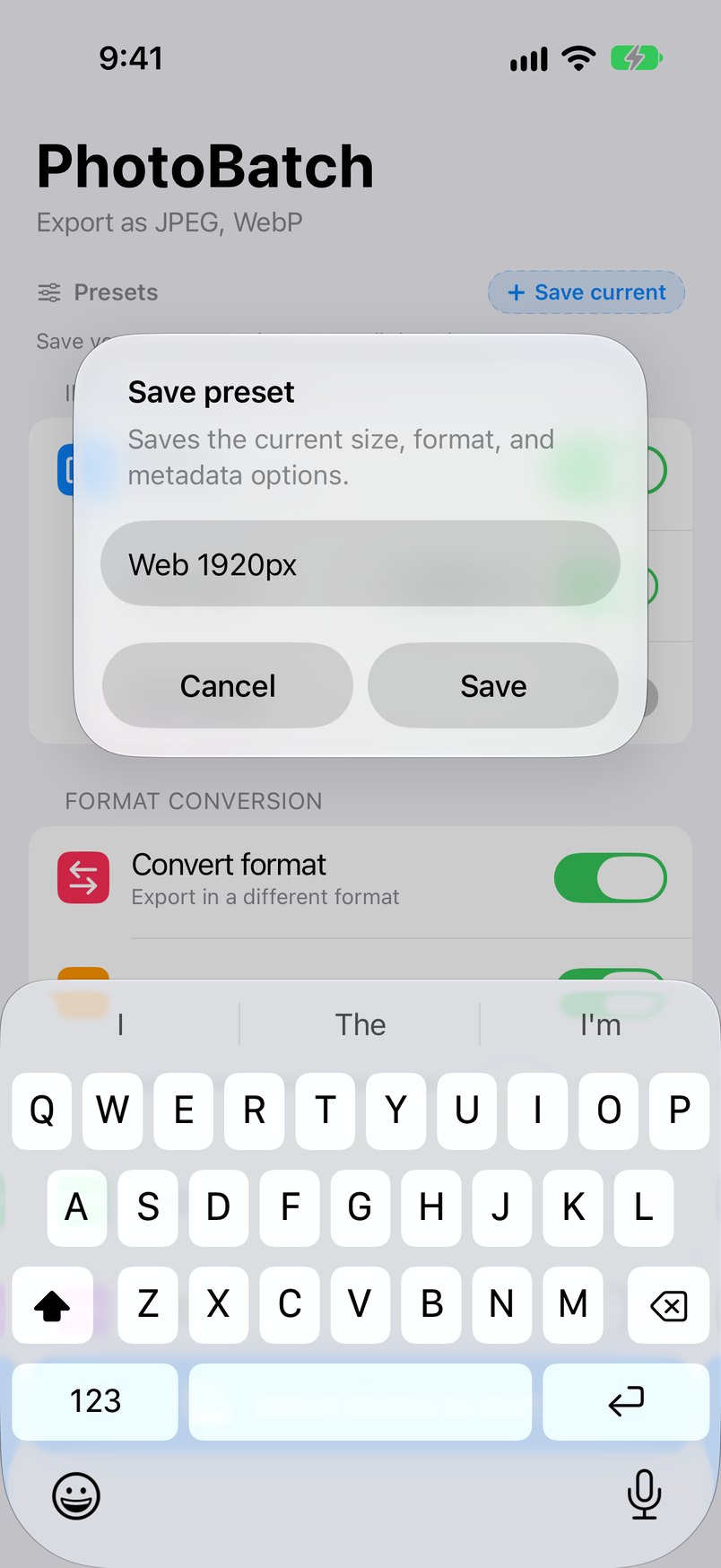 Save preset