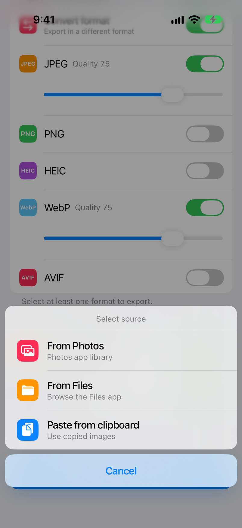 Select source