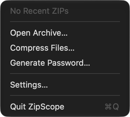 Menu bar icon menu