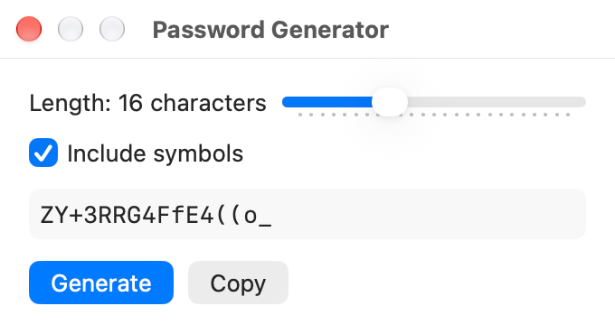 Password Generator window