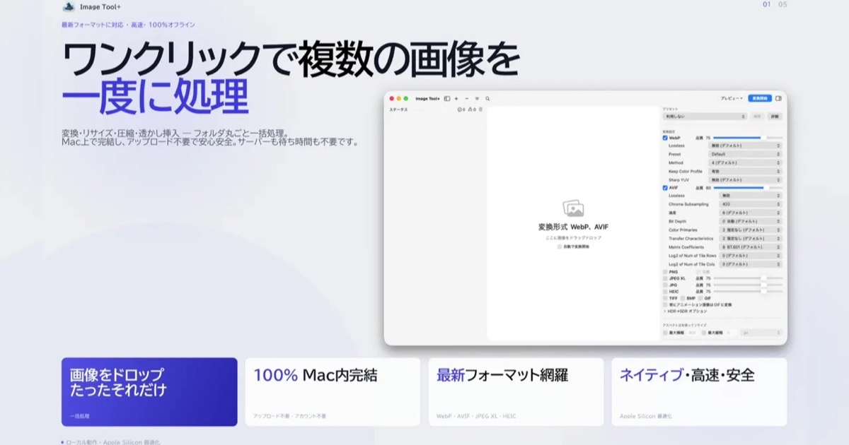 MacでHEICをJPG・PNG・WebPに一括変換する方法4つの画像