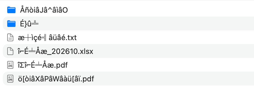 List with garbled file names
