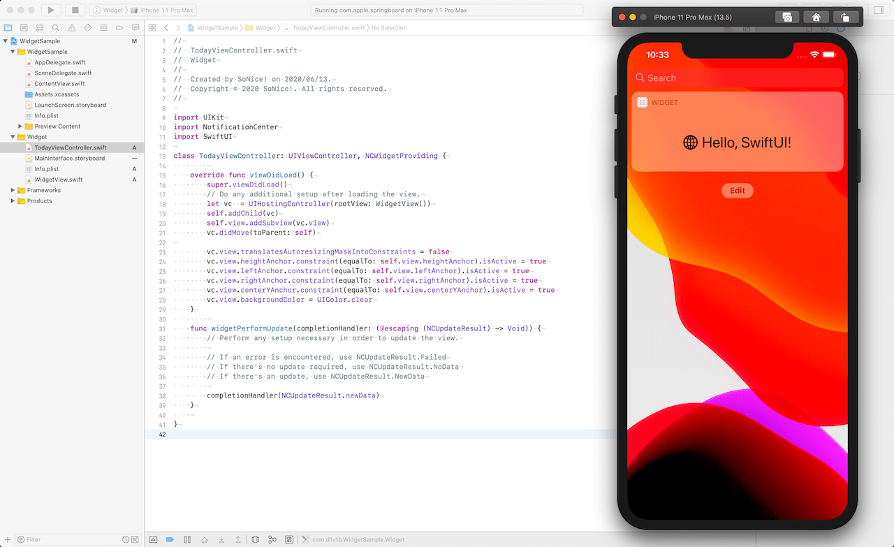 Today ExtensionをSwiftUIで開発する画像