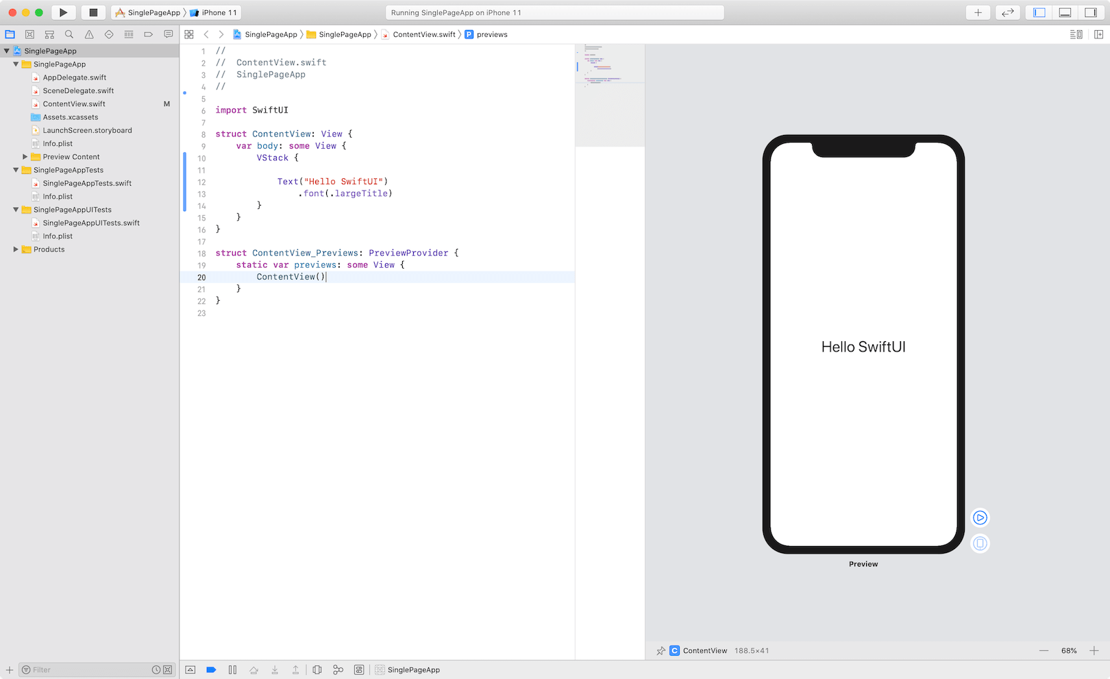 Image of using SwiftUI on Xcode